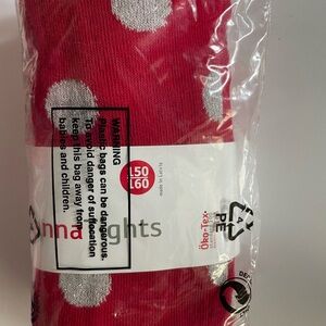 Hanna Andersson red silver polka dot winter tights sz 150 160 cotton 10 12 girls